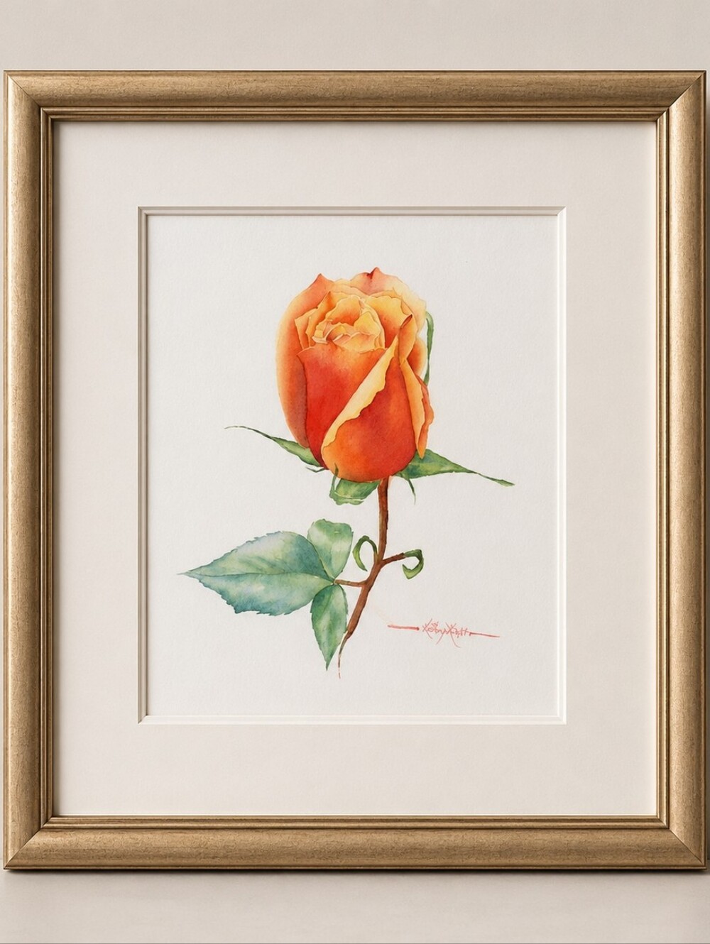Original Watercolor Painting of 'Amber Rose'. Size 16" x 20". Gift